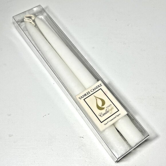 YANKEE CANDLE Living By Candlelight White Two 9" Connected Taper Candles - NEW‎ - Picture 10 of 10